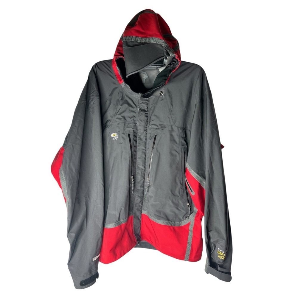 Mountain Hardwear Conduit Softshell Jacket Red Gray Full Zip Hooded Gorpcore XL